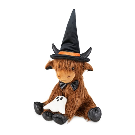 Glitzhome® 19" Halloween Fabric Highland Cow Shelf Sitter